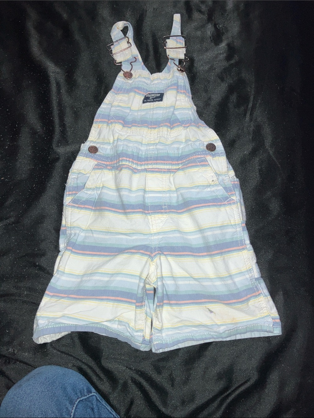 OshKosh B'gosh Pastel Blue & Cream Striped Kids Overalls